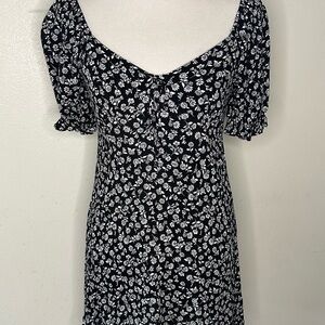 Ambiance Black and White Floral Mini Dress